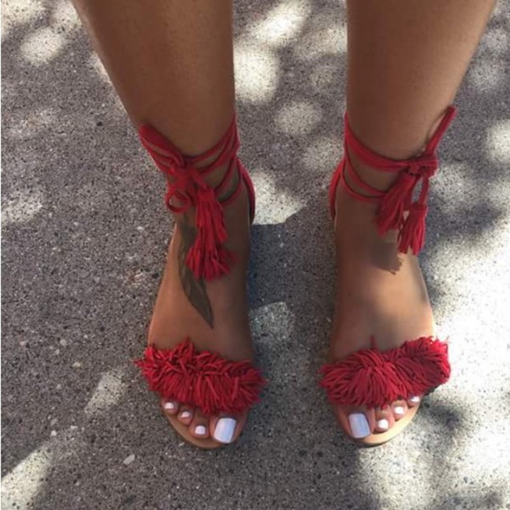 Mystique Monterey Boho Fringe Flats - Suede Fringe and Leather Sole
